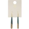 Boucles d'oreilles métal et bois forme goutte longue marron et vert L6cm