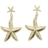 Boucles d'oreilles pendante étoile de mer zinc doré L2cm