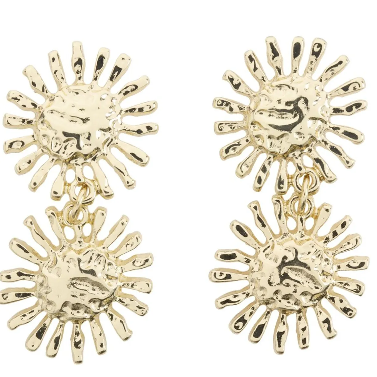 Boucles d'oreilles soleil double zinc doré L3cm < Gifi Hot