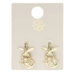Boucles d'oreilles étoile de mer et coquillage zinc doré L2cm < Gifi