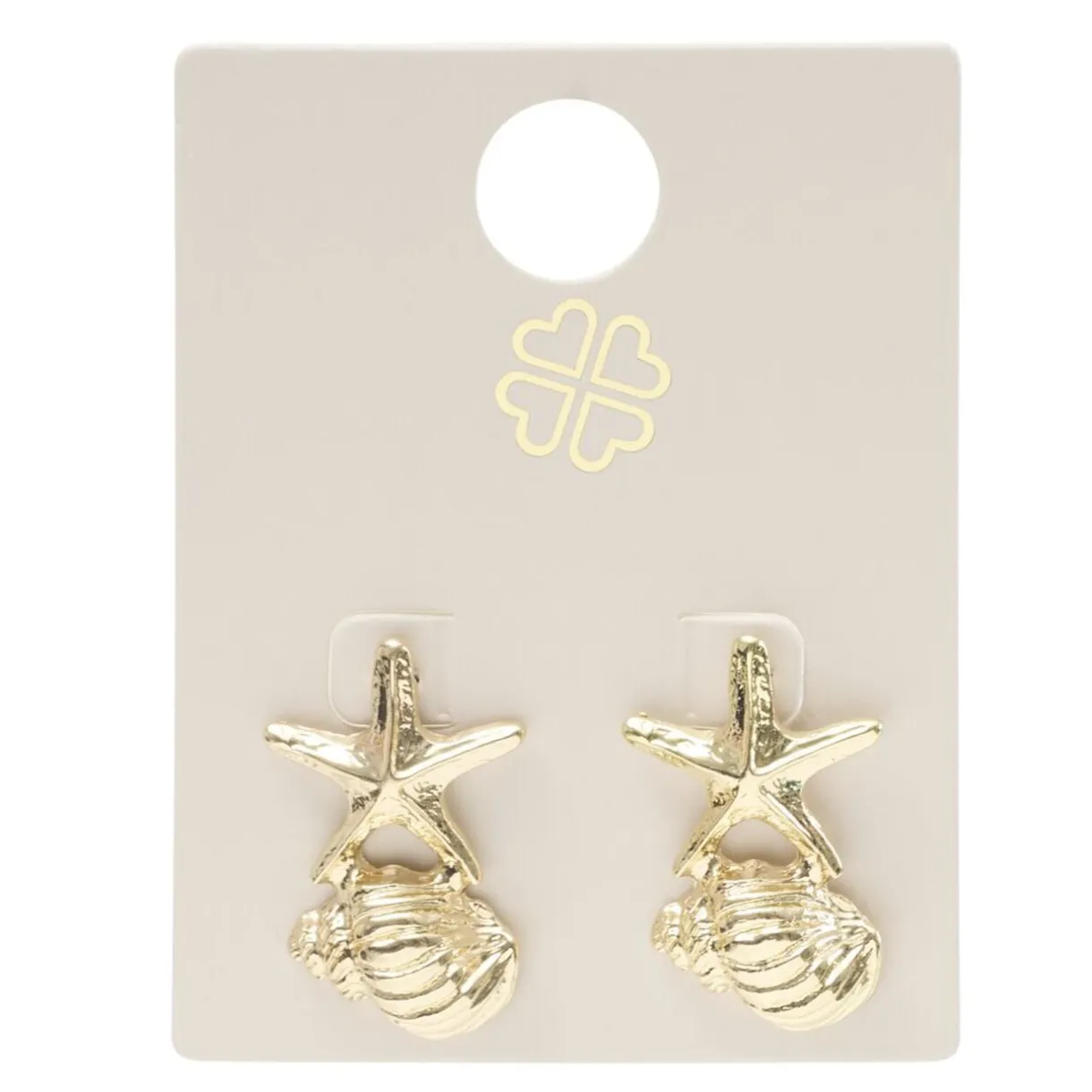 Boucles d'oreilles étoile de mer et coquillage zinc doré L2cm < Gifi