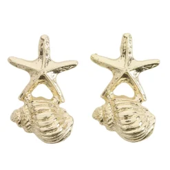 Boucles d'oreilles étoile de mer et coquillage zinc doré L2cm < Gifi