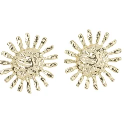 Boucles d'oreilles zinc soleil jaune doré Ø1,5cm