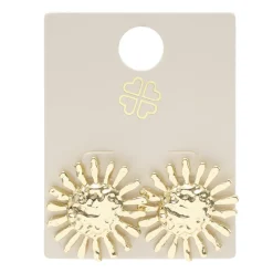 Boucles d'oreilles zinc soleil jaune doré Ø1,5cm