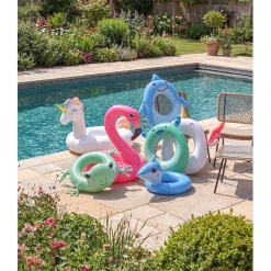 Bouée gonfable requin Squichy plastique bleu Ø60cm < Gifi Outlet
