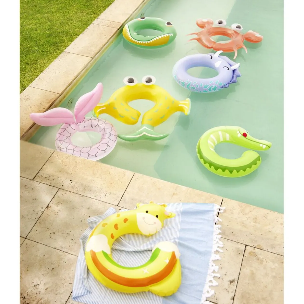 Bouée gonflable enfant forme poisson jaune gros yeux 75x72xH20cm