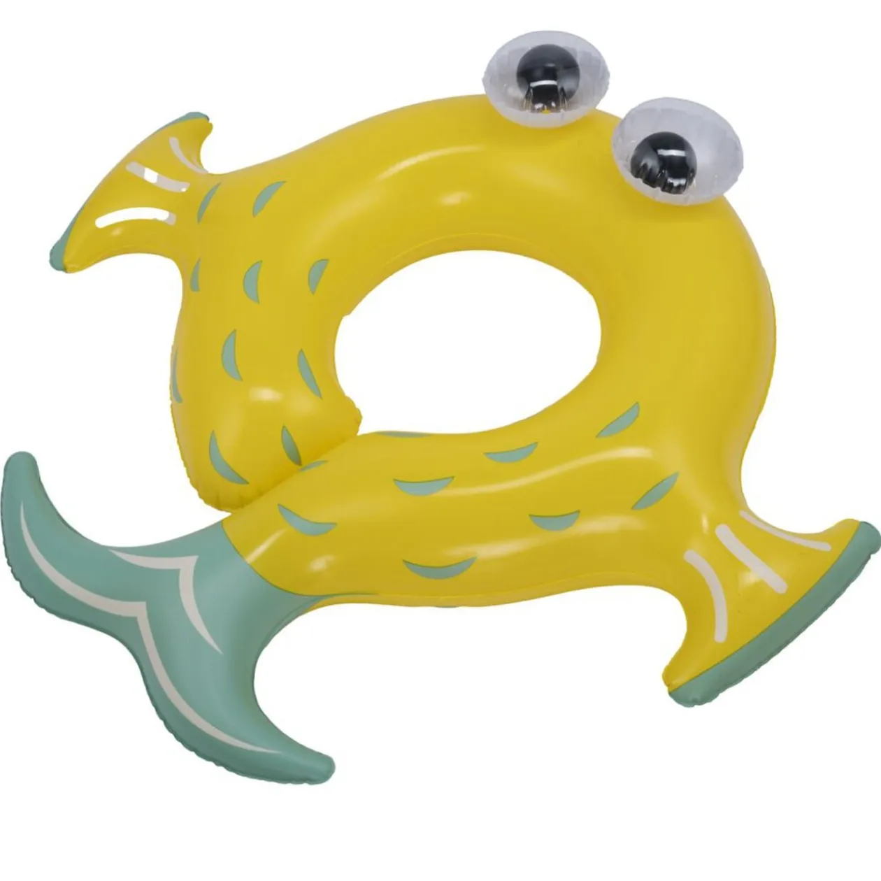 Bouée gonflable enfant forme poisson jaune gros yeux 75x72xH20cm