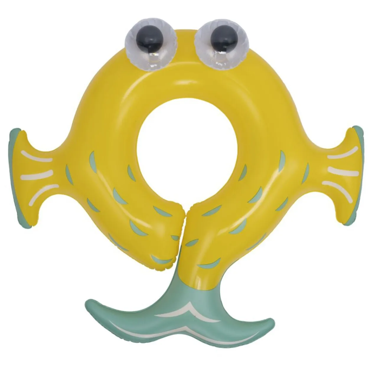Bouée gonflable enfant forme poisson jaune gros yeux 75x72xH20cm