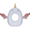 Bouée gonflable licorne Squichy plastique blanc et rose 91x116cm
