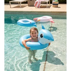 Bouée gonflable tête de requin plastique bleu Ø60xH32cm < Gifi Discount