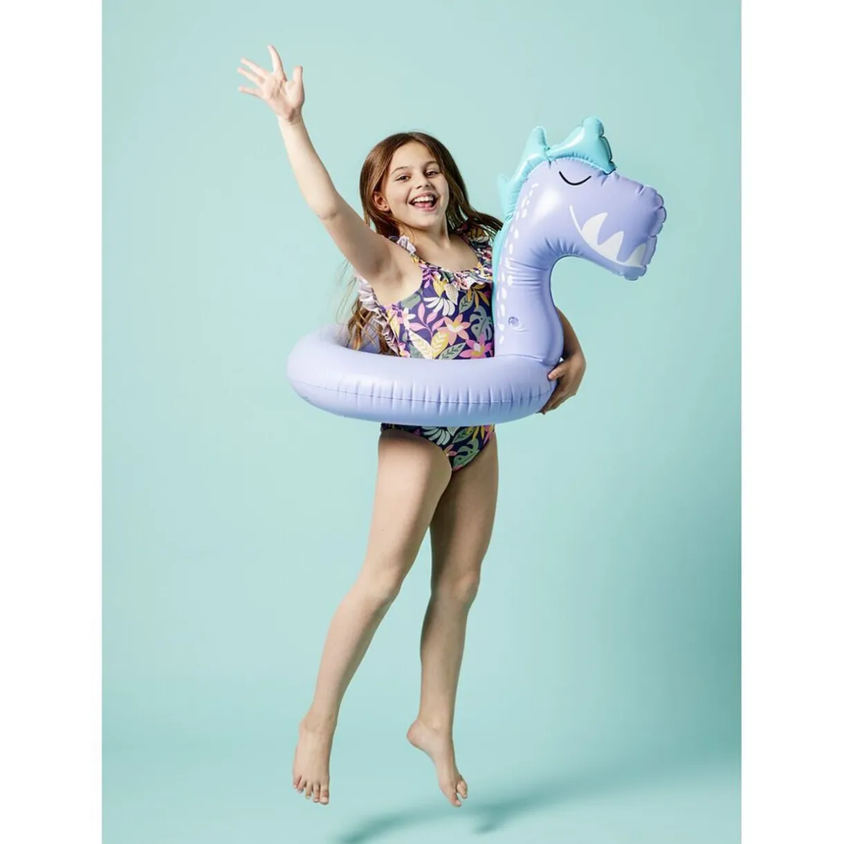 Bouée ronde enfant tête dinosaure plastique bleu Ø60cm < Gifi