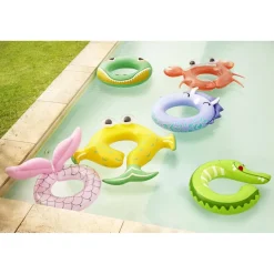 Bouée ronde en plastique ouverte design queue de sirène rose 48x55cm < Gifi New