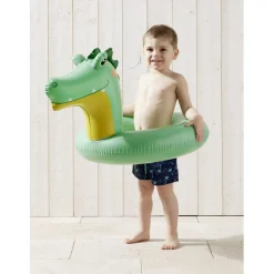 Bouée ronde tête de crocodile plastique vert Ø60cm