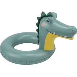 Bouée ronde tête de crocodile plastique vert Ø60cm