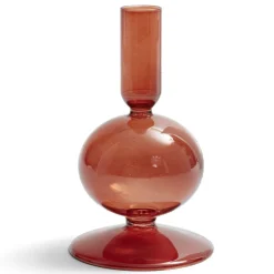 Bougeoir boule chandelier verre ambre Ø8,7xH15cm