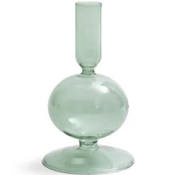 Bougeoir boule chandelier verre vert Ø8,7xH15cm