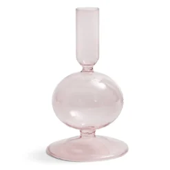 Bougeoir boule chandelier verre rose clair Ø8,7xH15cm < Gifi Discount