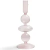 Bougeoir chandelier verre rose clair Ø8,7xH21,5cm