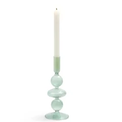 Bougeoir chandelier verre vert Ø8,7xH21,5cm