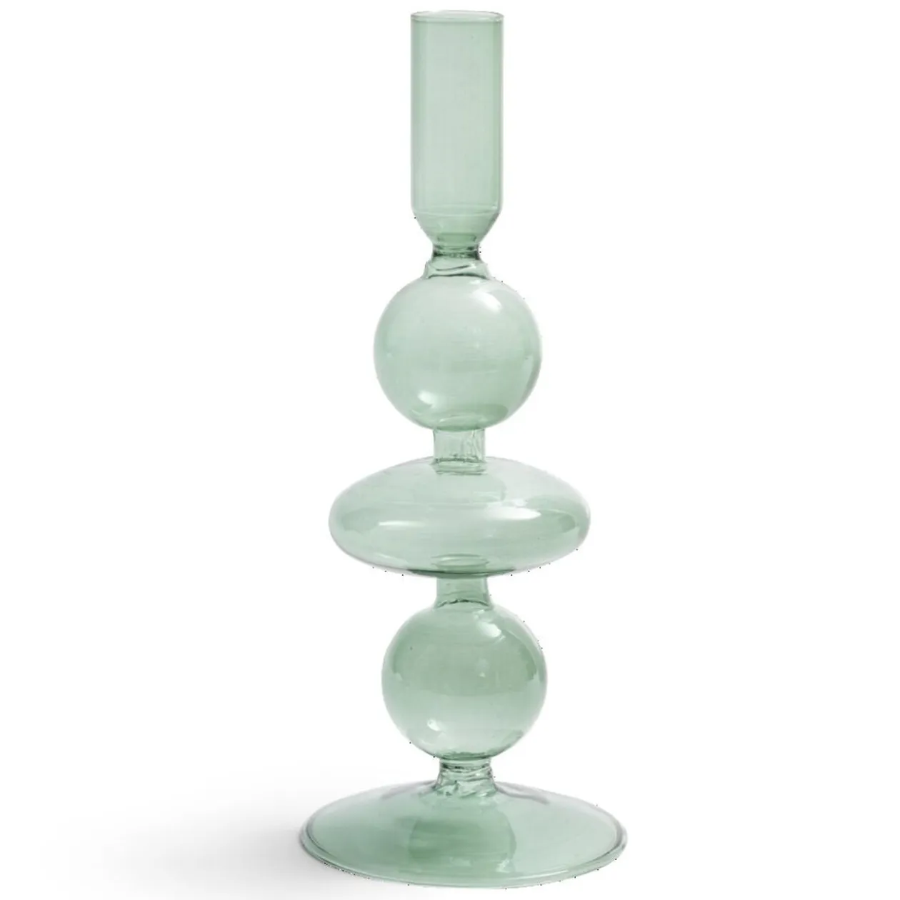 Bougeoir chandelier verre vert Ø8,7xH21,5cm
