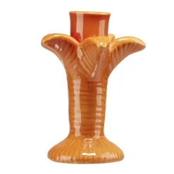 Bougeoir céramique forme palmier orange Ø10xH12,5cm < Gifi Best