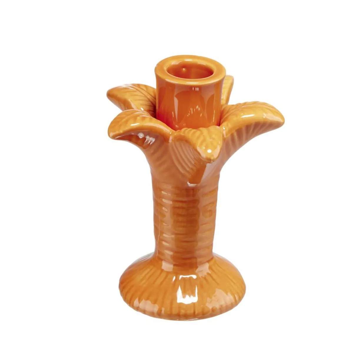 Bougeoir céramique forme palmier orange Ø10xH12,5cm < Gifi Best