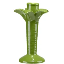 Bougeoir céramique forme palmier vert Ø10xH16cm