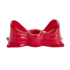 Bougeoir dolomite forme noeud coloré L14,5xH6cm (2 modèles rouge ou rose)