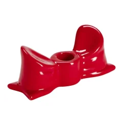 Bougeoir dolomite forme noeud coloré L14,5xH6cm (2 modèles rouge ou rose)