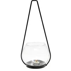 Bougeoir en verre avec suspension en métal