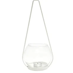 Bougeoir en verre avec suspension en métal