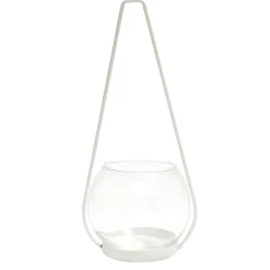 Bougeoir en verre avec suspension en métal