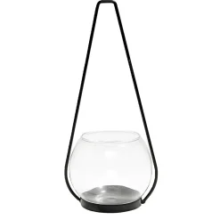 Bougeoir en verre avec suspension en métal