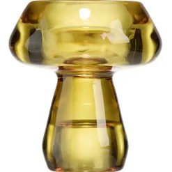 Bougeoir forme champignon verre Ø6XH7 cm (3 modèles rouge/vert/jaune) < Gifi Clearance