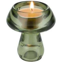 Bougeoir forme champignon verre Ø6XH7 cm (3 modèles rouge/vert/jaune) < Gifi Clearance