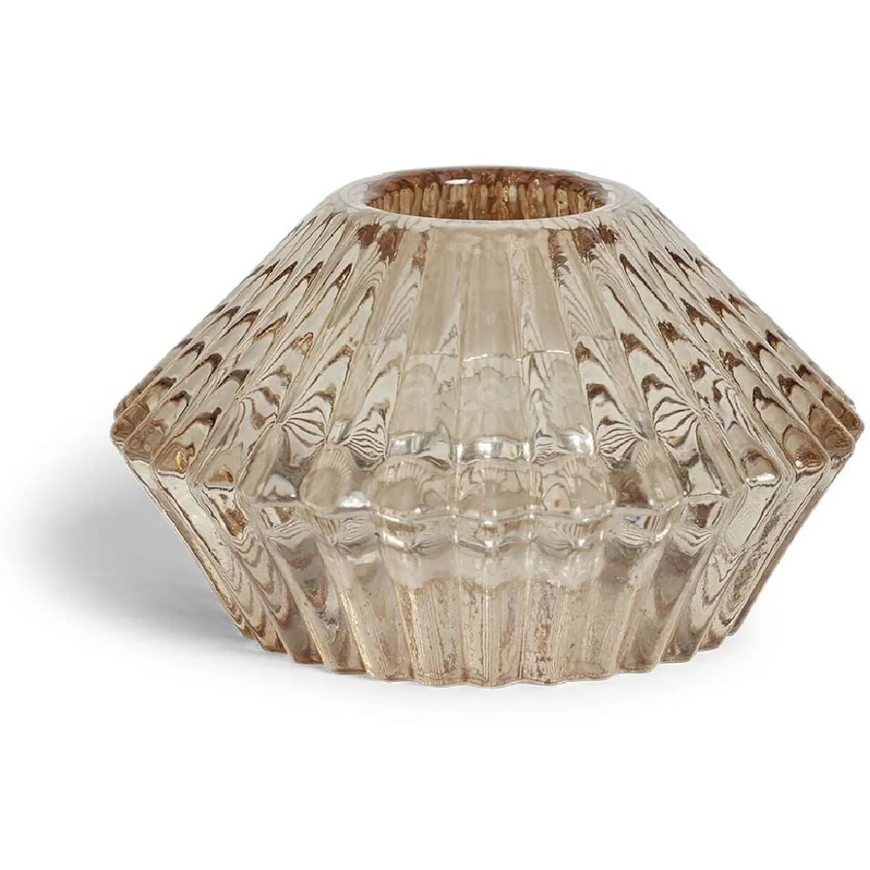 Bougeoir forme coquillage en verre rose