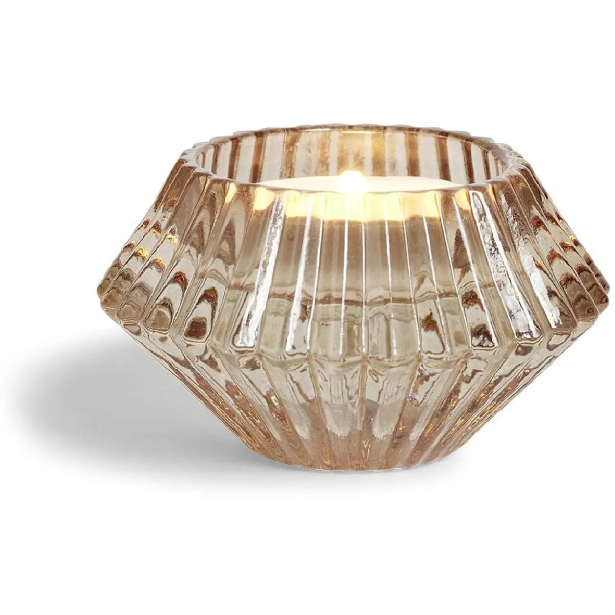Bougeoir forme coquillage en verre rose