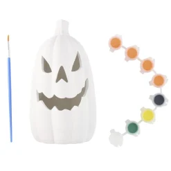 Bougeoir LED citrouille Halloween plâtre à peindre mini peinture 3ml x8 (2 modèles)