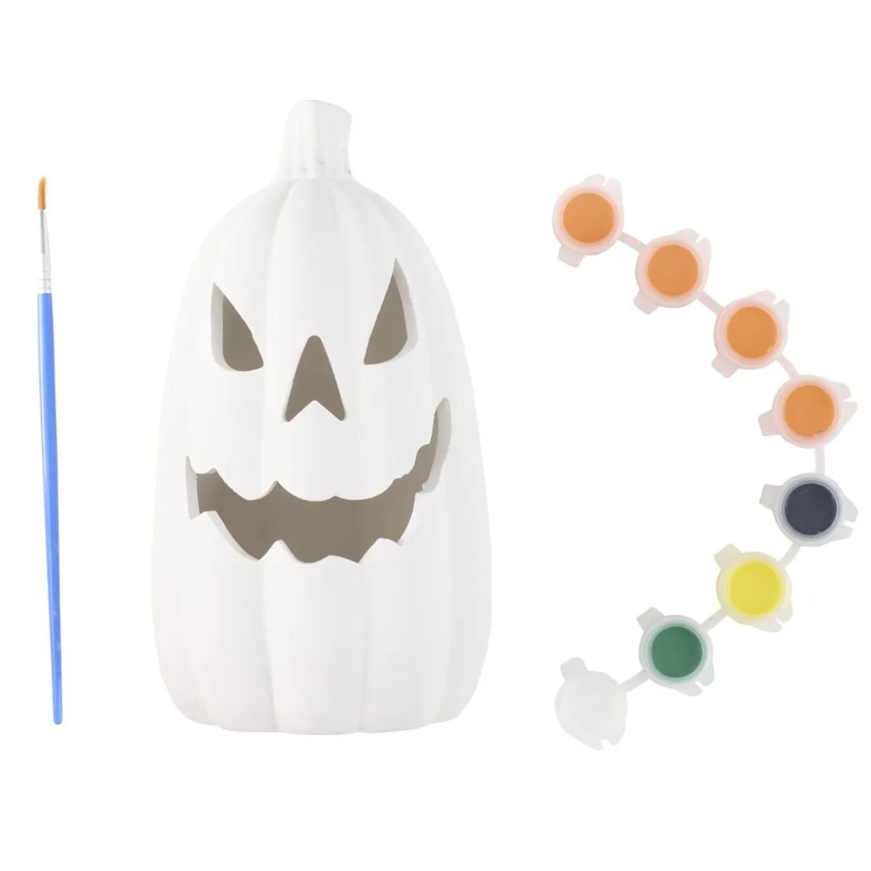 Bougeoir LED citrouille Halloween plâtre à peindre mini peinture 3ml x8 (2 modèles)