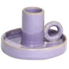 Bougeoir rond en céramique Ø9,6xH5,7cm - 2 modèles vert ou violet