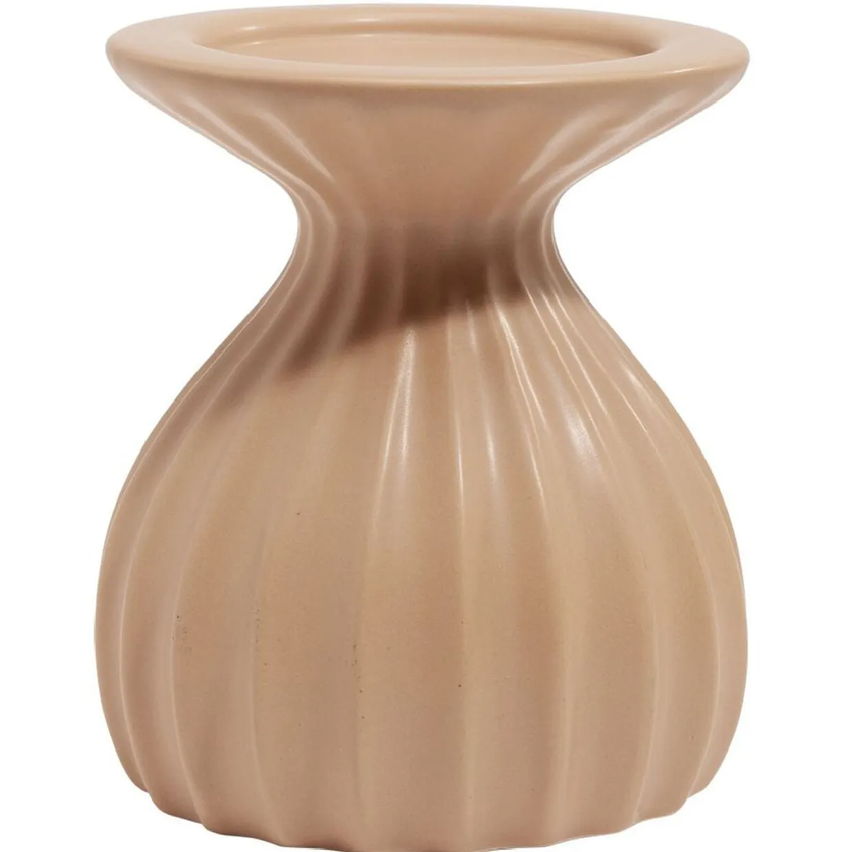 Bougeoir rond strie relief céramique marron - Ø12xH13cm < Gifi Online