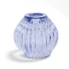 Bougeoir rond verre bleu Ø7,5xH7,5cm