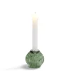 Bougeoir rond verre vert Ø7,5xH7,5cm