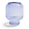 Bougeoir verre double usage bleu Ø7xH8,5cm