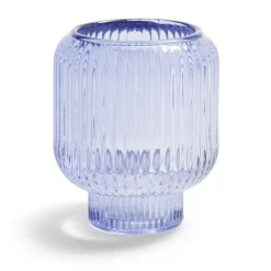 Bougeoir verre double usage bleu Ø7xH8,5cm