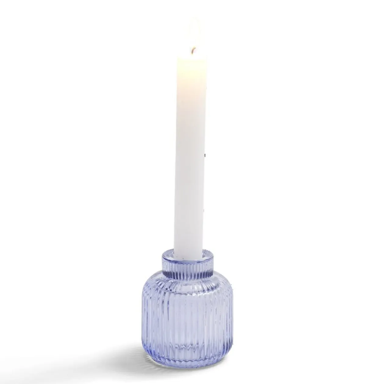 Bougeoir verre double usage bleu Ø7xH8,5cm