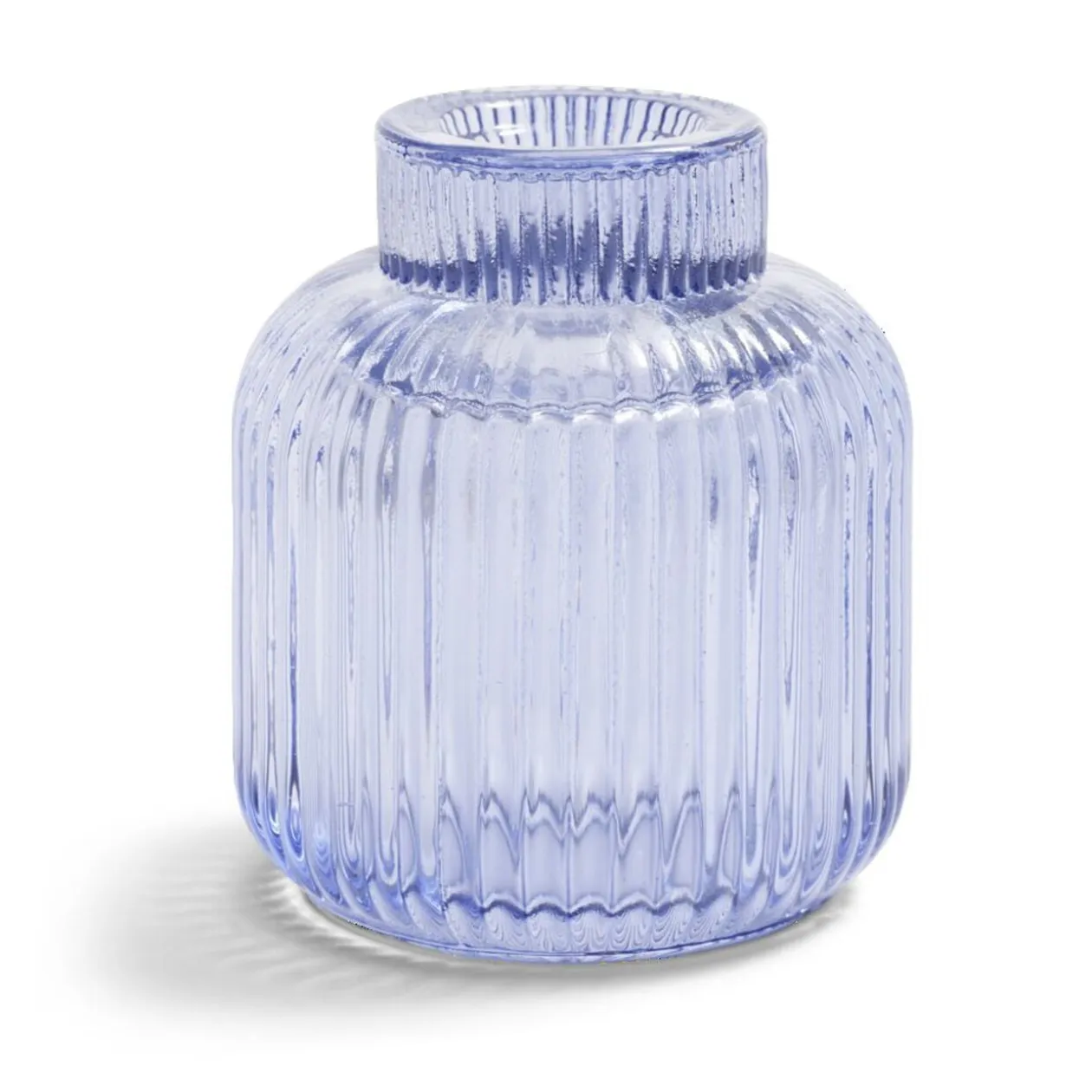 Bougeoir verre double usage bleu Ø7xH8,5cm