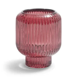 Bougeoir verre double usage rose foncé Ø7xH8,5cm