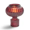 Bougeoir verre rose foncé Ø7,5xH9cm