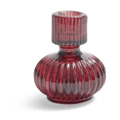 Bougeoir verre rose foncé Ø7,5xH9cm